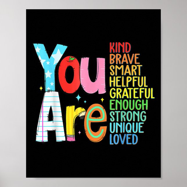 Poster You Are Smart Brave Strong Kind Loved Motivation T (Frente)