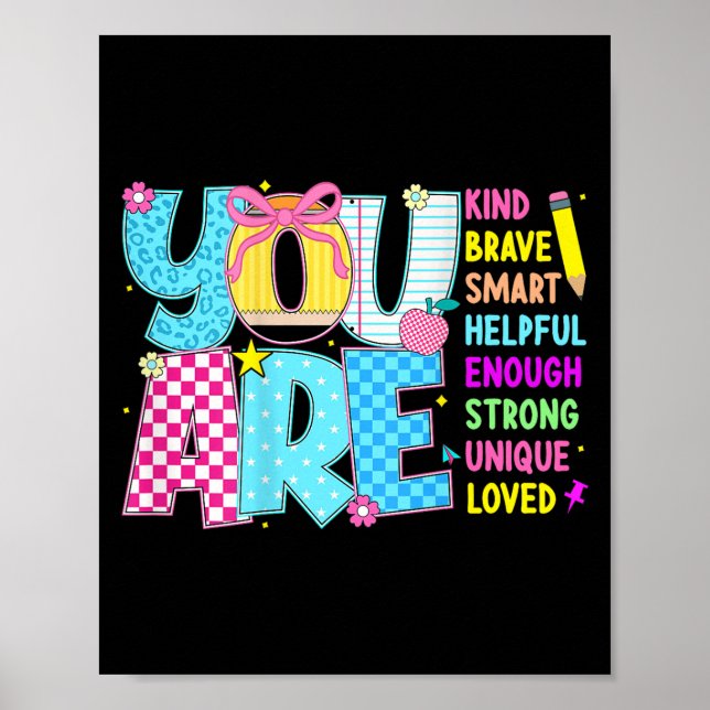Poster You Are Smart Brave Strong Kind Loved Motivation T (Frente)