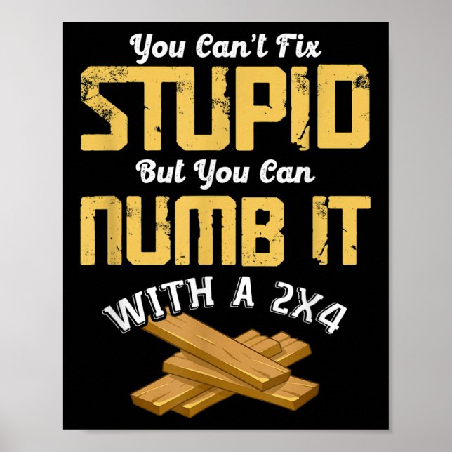 Poster You Can't Fix Stud But You Can Numb It With A 2x4  (Frente)