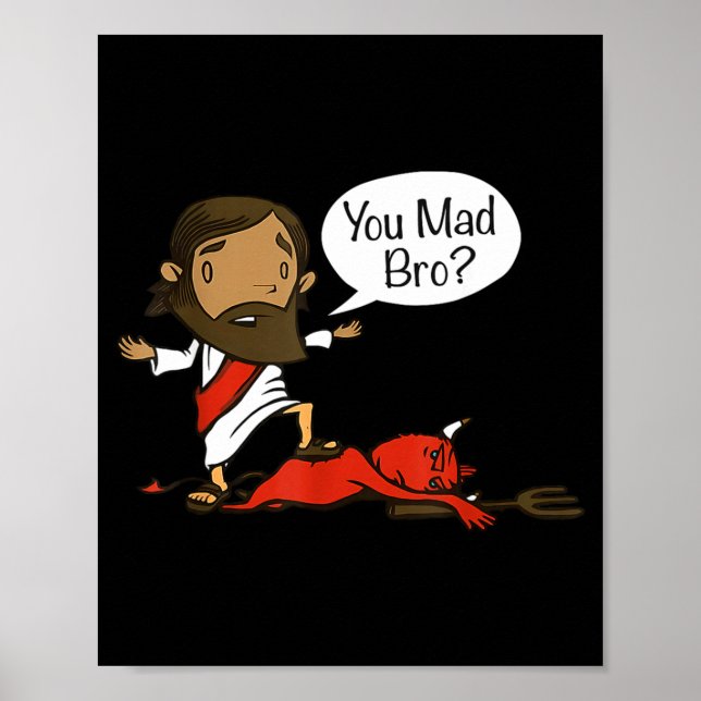 Poster You Mad Bro - Funny Christian Jesus And Devil  (Frente)