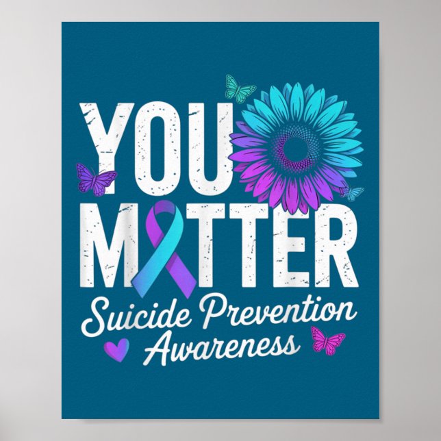 Poster You Suicide Prevention Awareness Teal &amp; Purple (Frente)