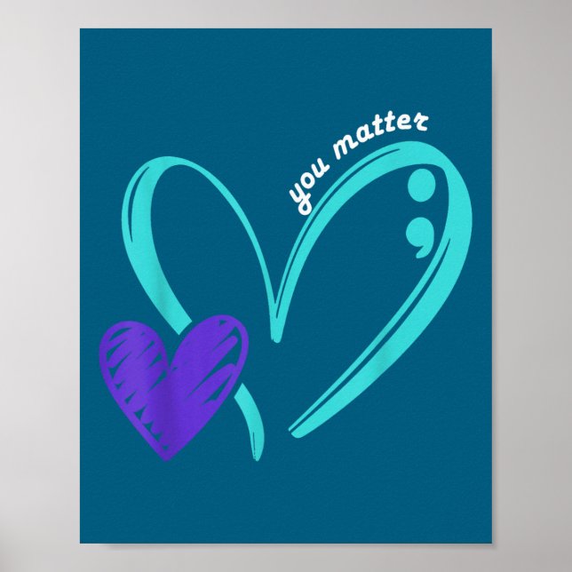 Poster You Suicide Prevention Awareness Teal Purple Heart (Frente)