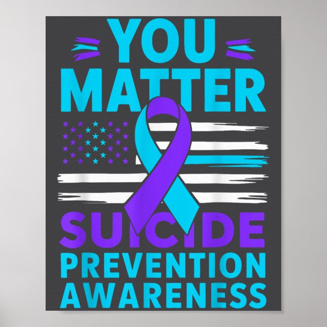 Poster You Suicide Prevention Awareness Teal Purple Ribbo (Frente)