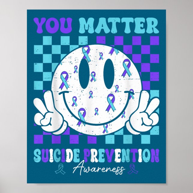 Poster You Teal Purple Ribbon Suicide Prevention Awarenes (Frente)