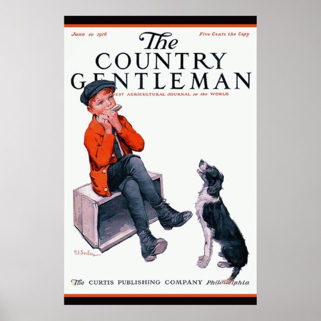 Poster Young Boy & Border Collie~Cobrir de Cavalheiros do (Frente)