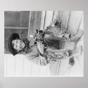 Poster Young Boy Dressed as Cowboy with Toys