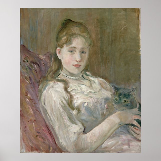 Póster Young Girl with Cat, 1892 (Frente)