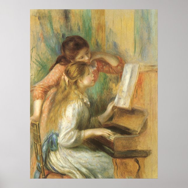 Póster Young Girls in Piano por Pierre Renoir (Frente)