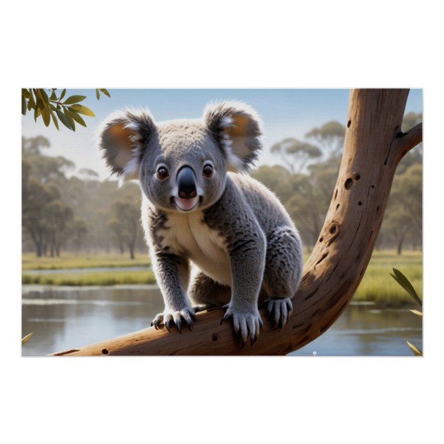 Póster Young Koala por um lago (Frente)