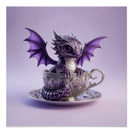 Póster Young Purple & White Fairmont Dragon In A Tea Cup