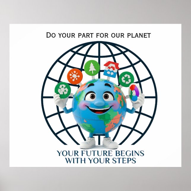 Poster Your Future Your Steps Earth Day Sustainability (Frente)