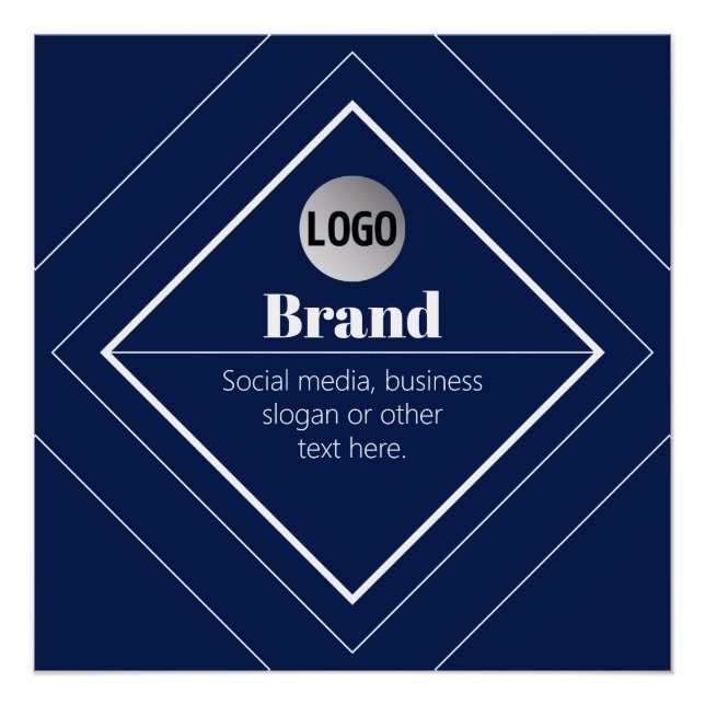 Póster Your Logo & Customizable Modern Design | Navy Blue (Frente)