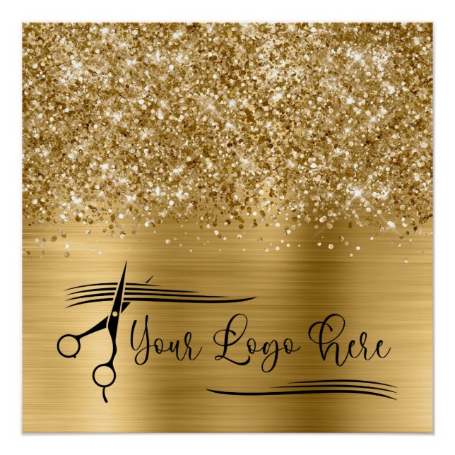 Póster Your Logo Glittery Gold Glam (Frente)