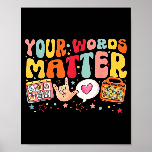 Poster Your Words Speech Therapy Language Pathologist Slp (Frente)