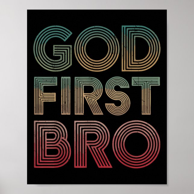 Poster Youth Boy God First Bro Funny Christian God Brothe (Frente)