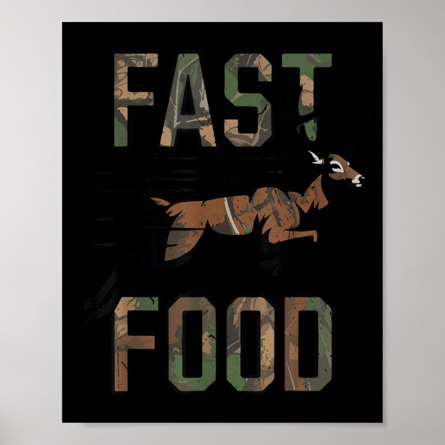 Poster Youth Boys Camo Deer Hunting Fast Food Funny Hunti (Frente)