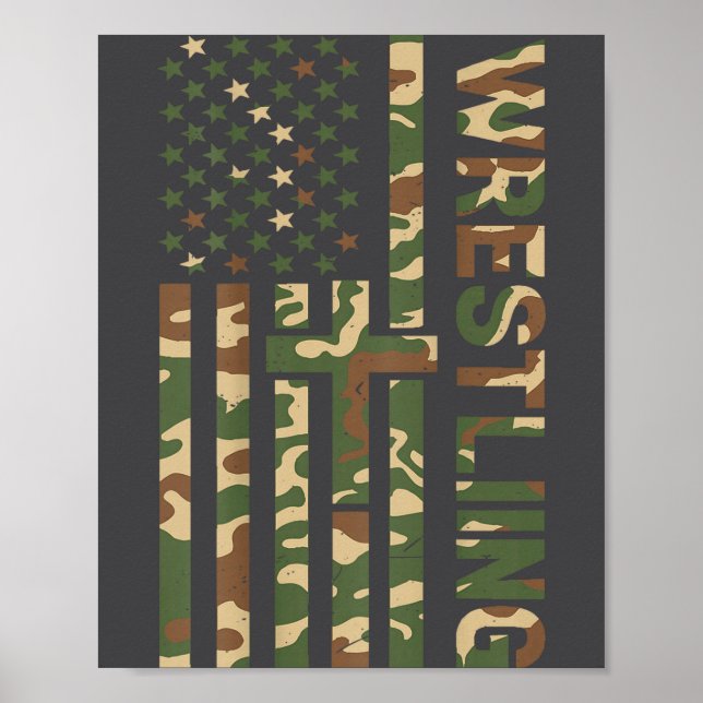 Poster Youth Camo Wrestling American Flag Us Patriotic Bo (Frente)