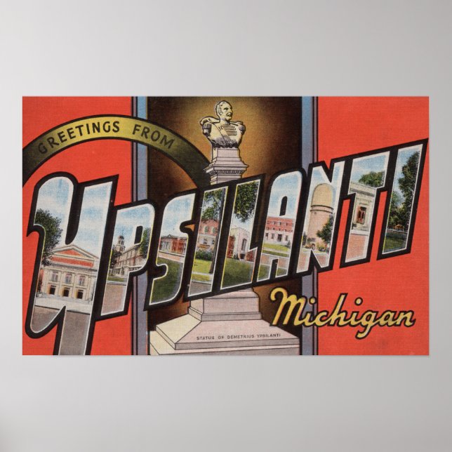 Póster Ypsilanti, Michigan - Cenas com Letras Grandes (Frente)