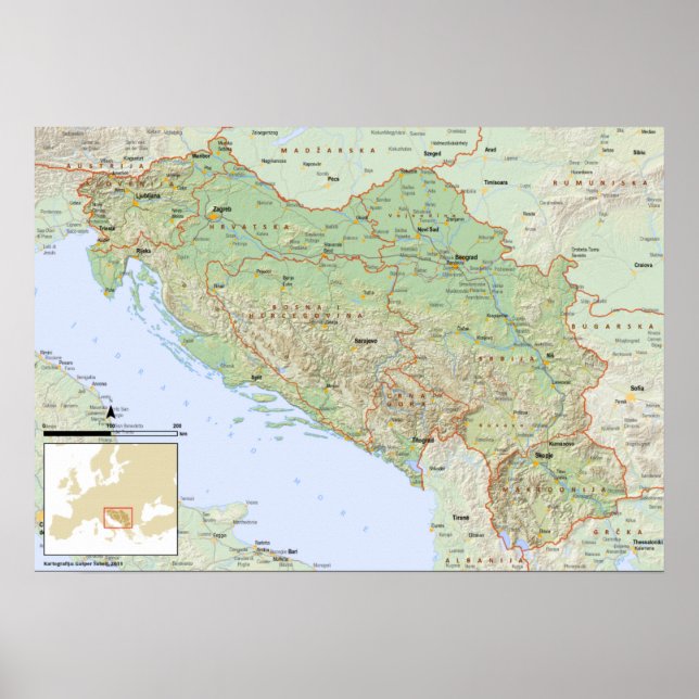 Poster YU mapa hrvatski (Frente)