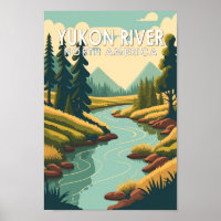Yukon River North America Viagem Art Vintage