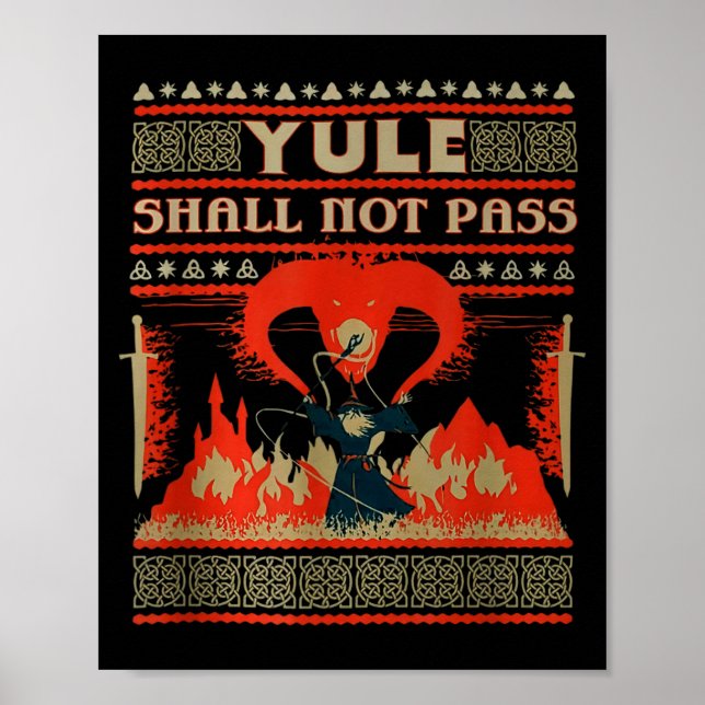 Poster Yule Shall Not P Fantasy Wizard Holiday Pun  (Frente)