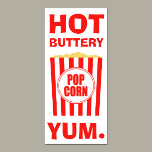 Poster Yum Hot Buttery Popcorn Sinal