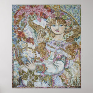 Poster yumi sugai. O anjo da rosa de Natal rosa.