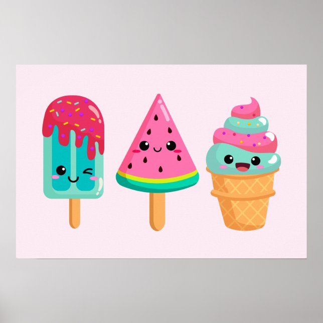 Poster Yummy Sorvete Trio Summer Vibe (Frente)