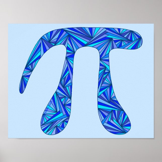 Póster Z Blue Pi Símbolo de Geek de Ciência da Matemática (Frente)