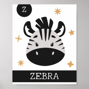 Poster Z é para Zebra, Nursery, Quarto, Arte de Muro para