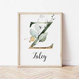 Poster Z - Letra Monograma - Greenery Nursery Name Impres
