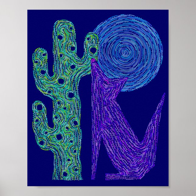 Póster Z Purple Coyote Wolf Colorido Sudoeste Design (Frente)