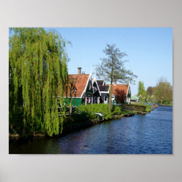 Póster Zaanse Schans, madeira holandesa, abriga verde e v