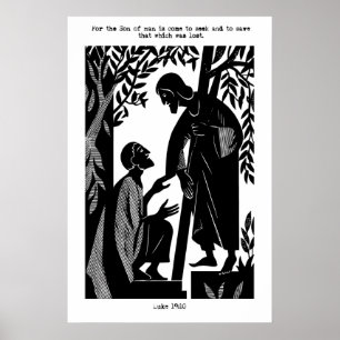 Poster Zacchaeus e Jesus Arte Impressa Lucas 19 Escritura