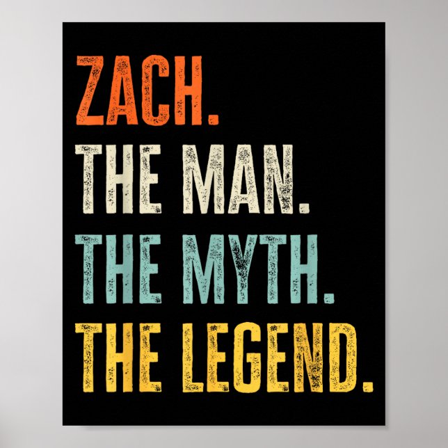 Poster Zach The , Man Myth Legend, Funny Name Zach  (Frente)