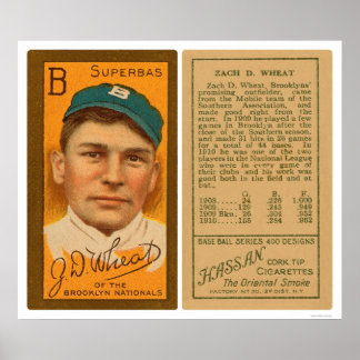 Poster Zack Wheat Brooklyn Superbas Baseball em 1911