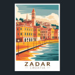 Poster Zadar Croácia Illustração Viagem Art Vintage<br><div class="desc">Zadar retro vetor viagem design. Zadar,  uma cidade na costa Dalmaciana da Croácia,  é conhecida pelas ruínas romana e veneziana da sua antiga cidade peninsular.</div>