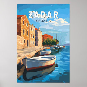 Poster Zadar Croácia Viagem Art Vintage