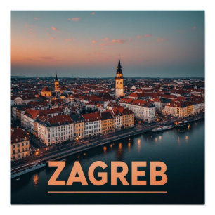 Póster Zagreb Croácia Cidade Velha História Arquitetura