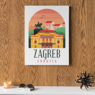 Poster Zagreb Croácia Cityscape Vintage