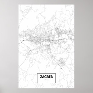 Póster Zagreb, Croatia (preto no branco)