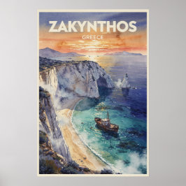 Poster Zakynthos Grécia Viagem Vintage