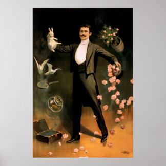 Póster Zan Zig atuando com coelhos e rosas