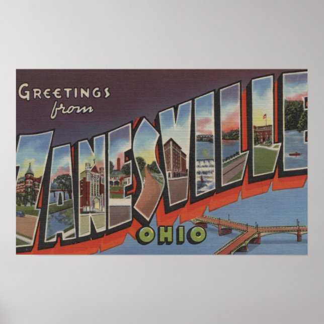 Poster Zanesville, Ohio - Cenas com Letras Grandes (Frente)