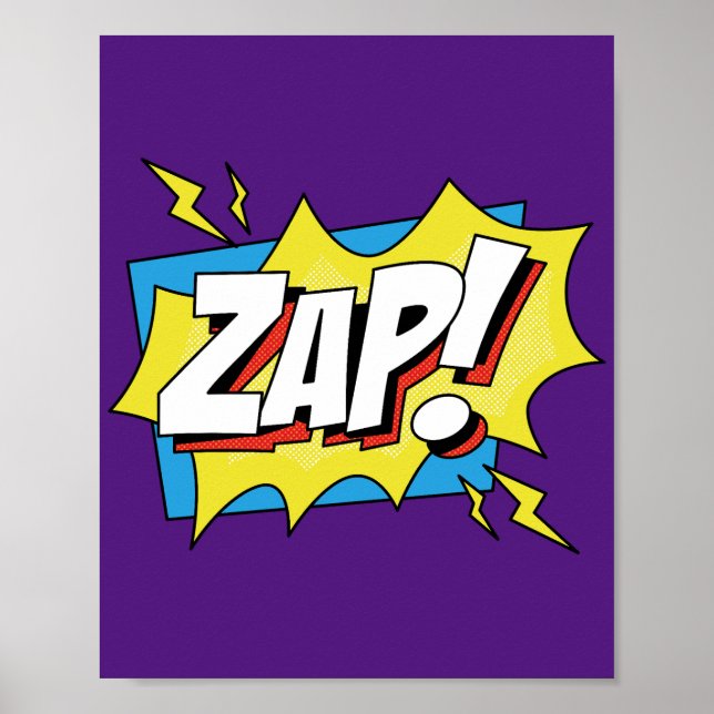 Poster Zap! Ação em quadrinhos de arte Pop eletrizante (Frente)