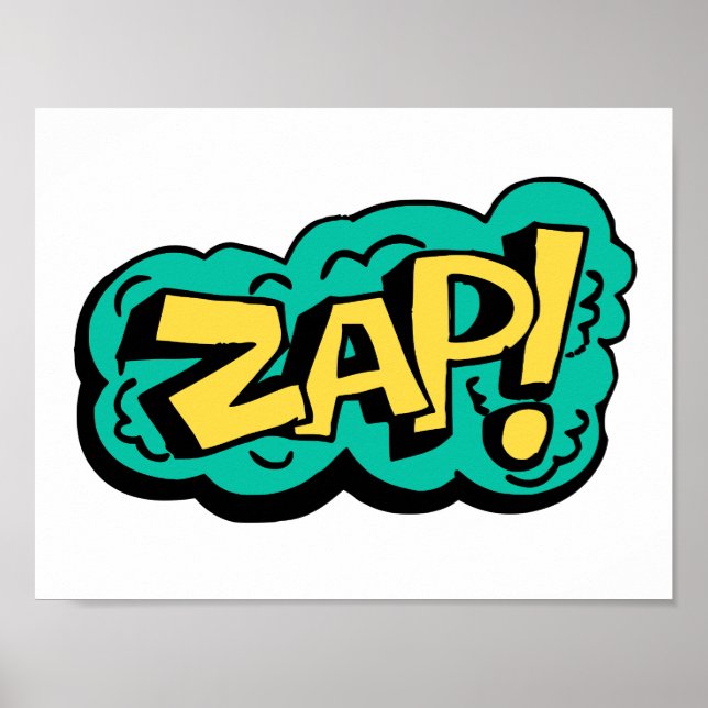 Poster ZAP speech bubble word, hand drawn illustration (Frente)