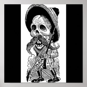 Poster Zapatista Calavera. c. 1900's adiantado. México