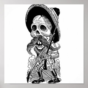 Póster Zapatista Calavera. c. 1900's adiantado. México