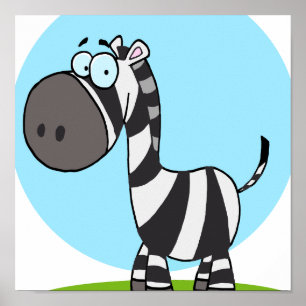 Póster zebra animada e feliz