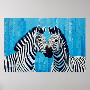 Poster Zebra Animal Art Decor Paint Mosaico